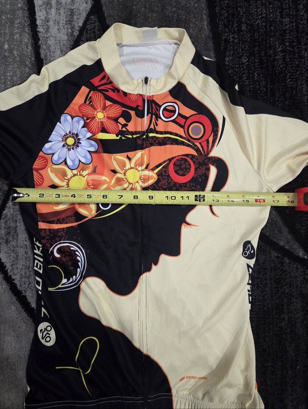 ZERO Bike Women's Floral Silhouette Cycling Jersey - Cream & Black - Picture 7 of 10